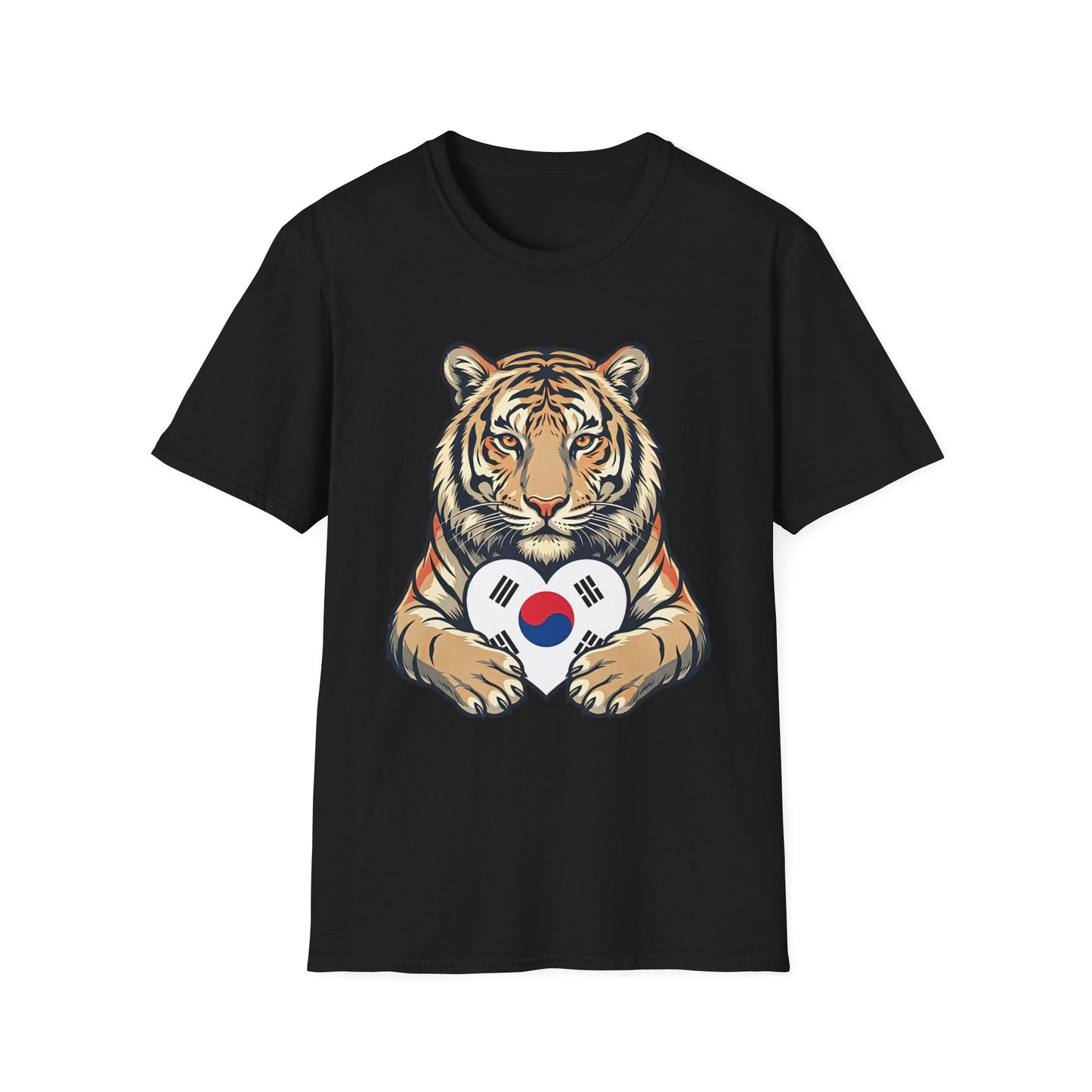 Tiger Holding South Korea Heart T-Shirt — Korean Pride Graphic Tee