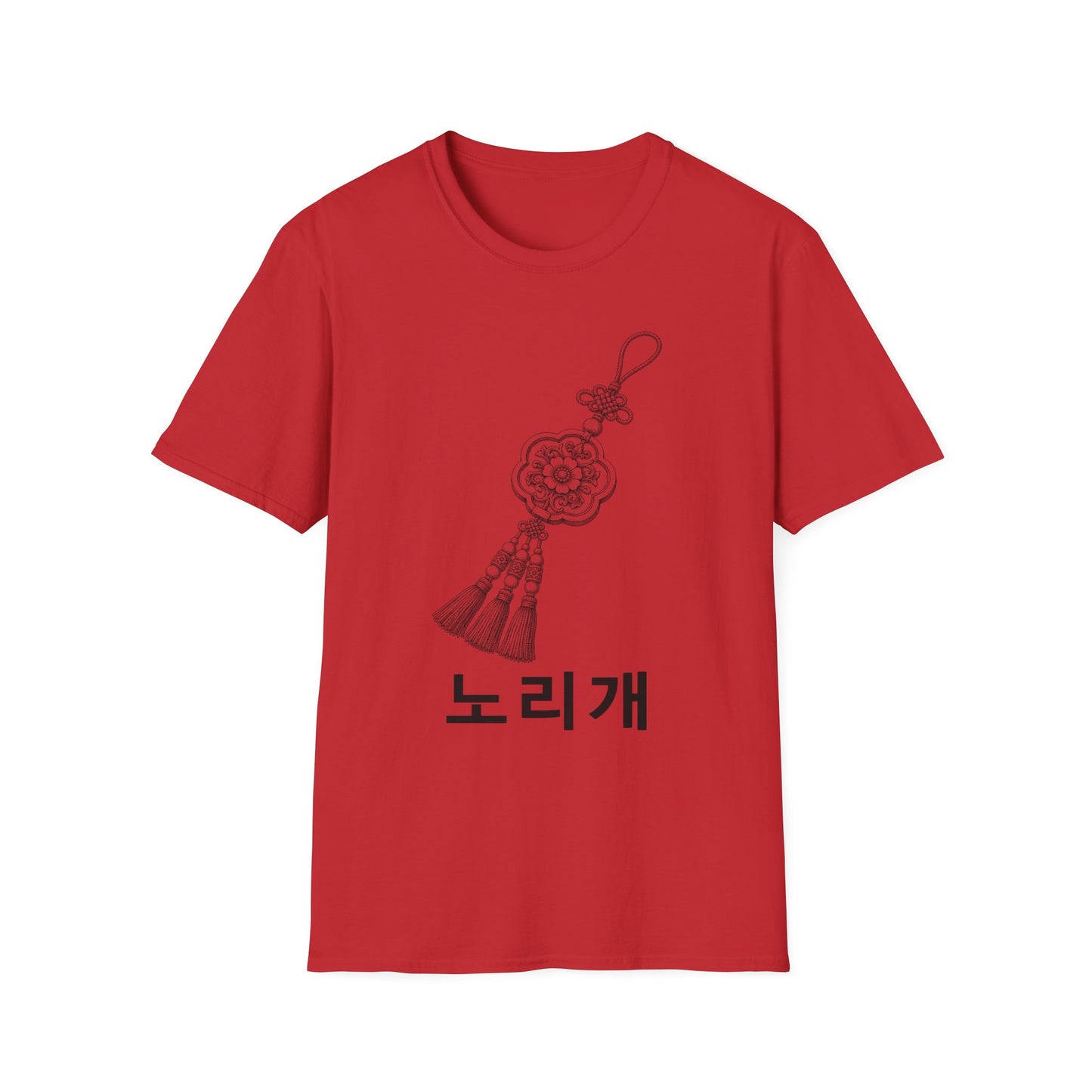 Korean Norigae Charm T-Shirt — Floral Tassel Hanbok Accessory Tee