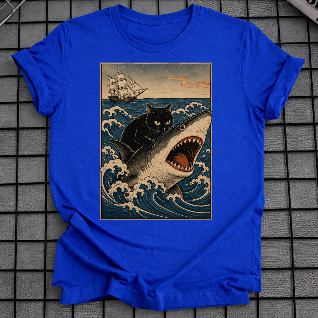 SHARK & BLACK CAT T-SHIRT