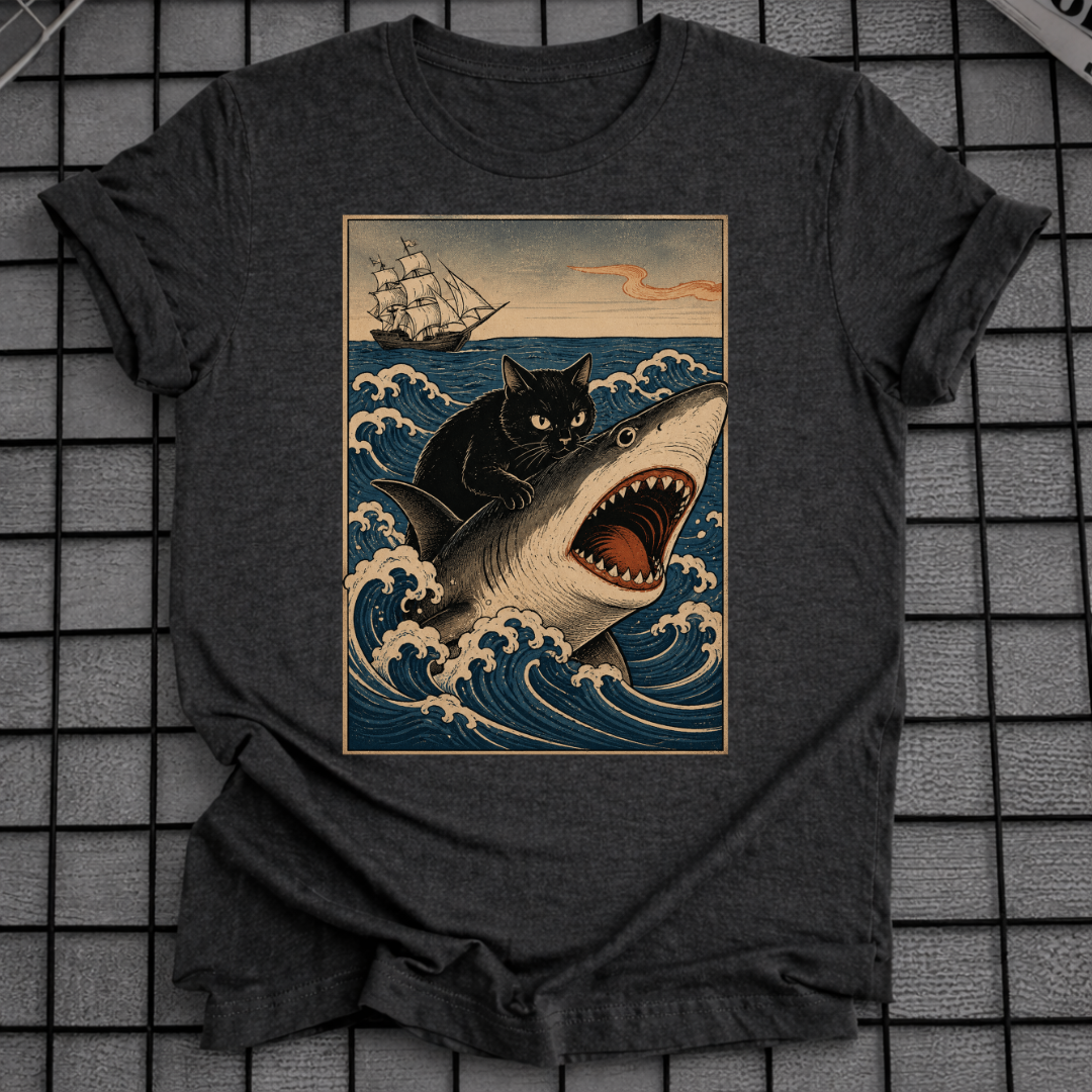 SHARK & BLACK CAT T-SHIRT