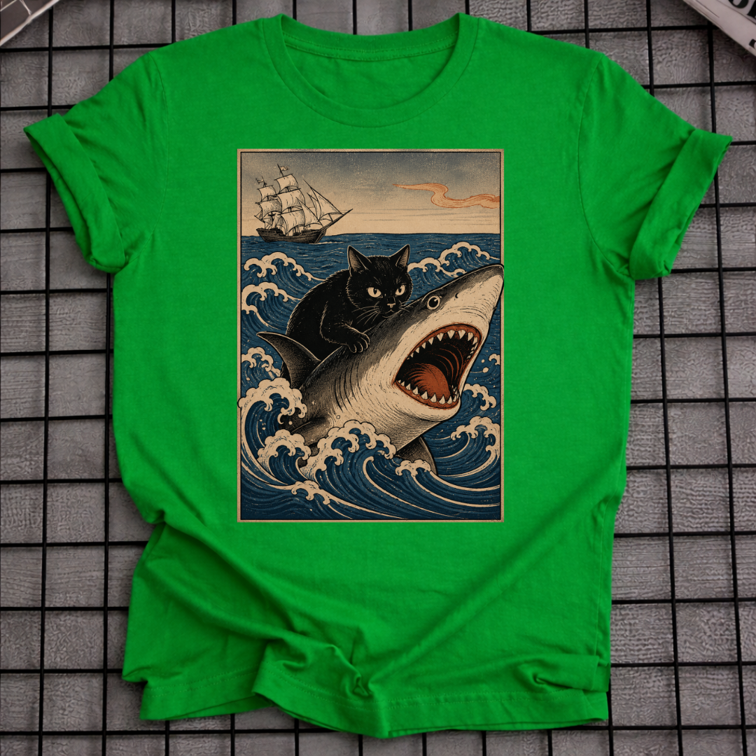 SHARK & BLACK CAT T-SHIRT