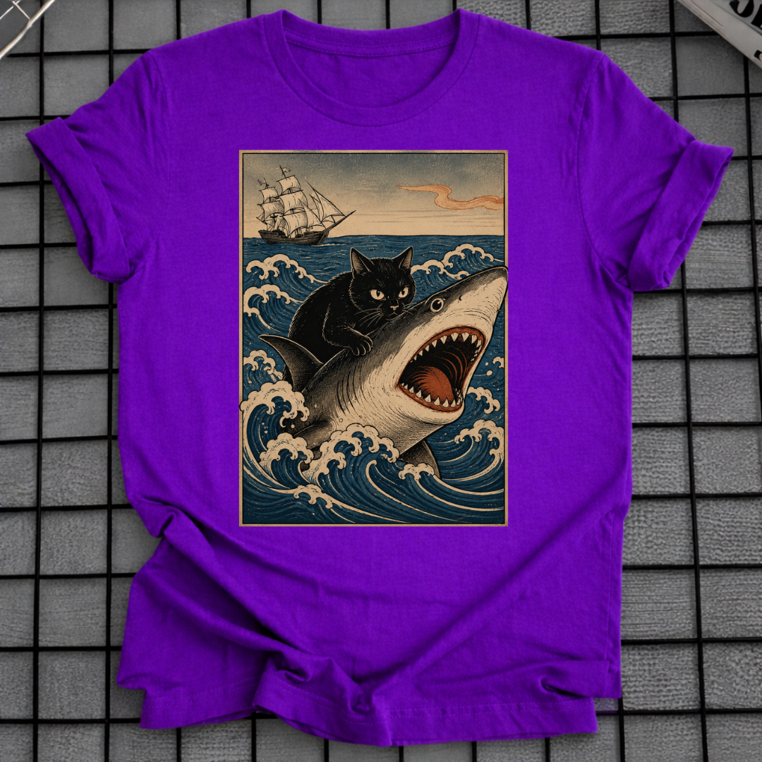 SHARK & BLACK CAT T-SHIRT