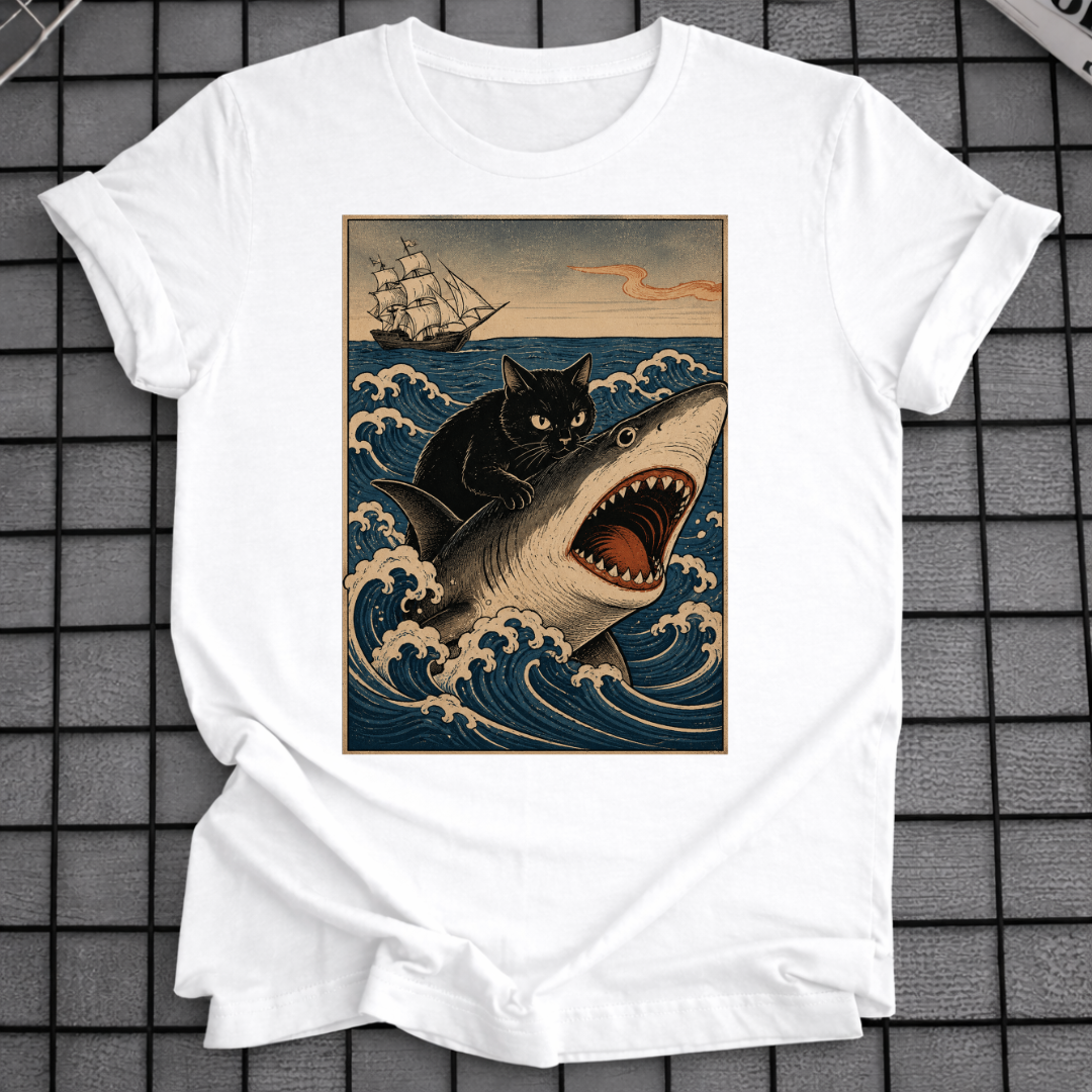 SHARK & BLACK CAT T-SHIRT