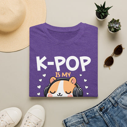 K-Pop Is My Therapy T-Shirt — Cute Hamster Headphones Tee for K-Pop Fans