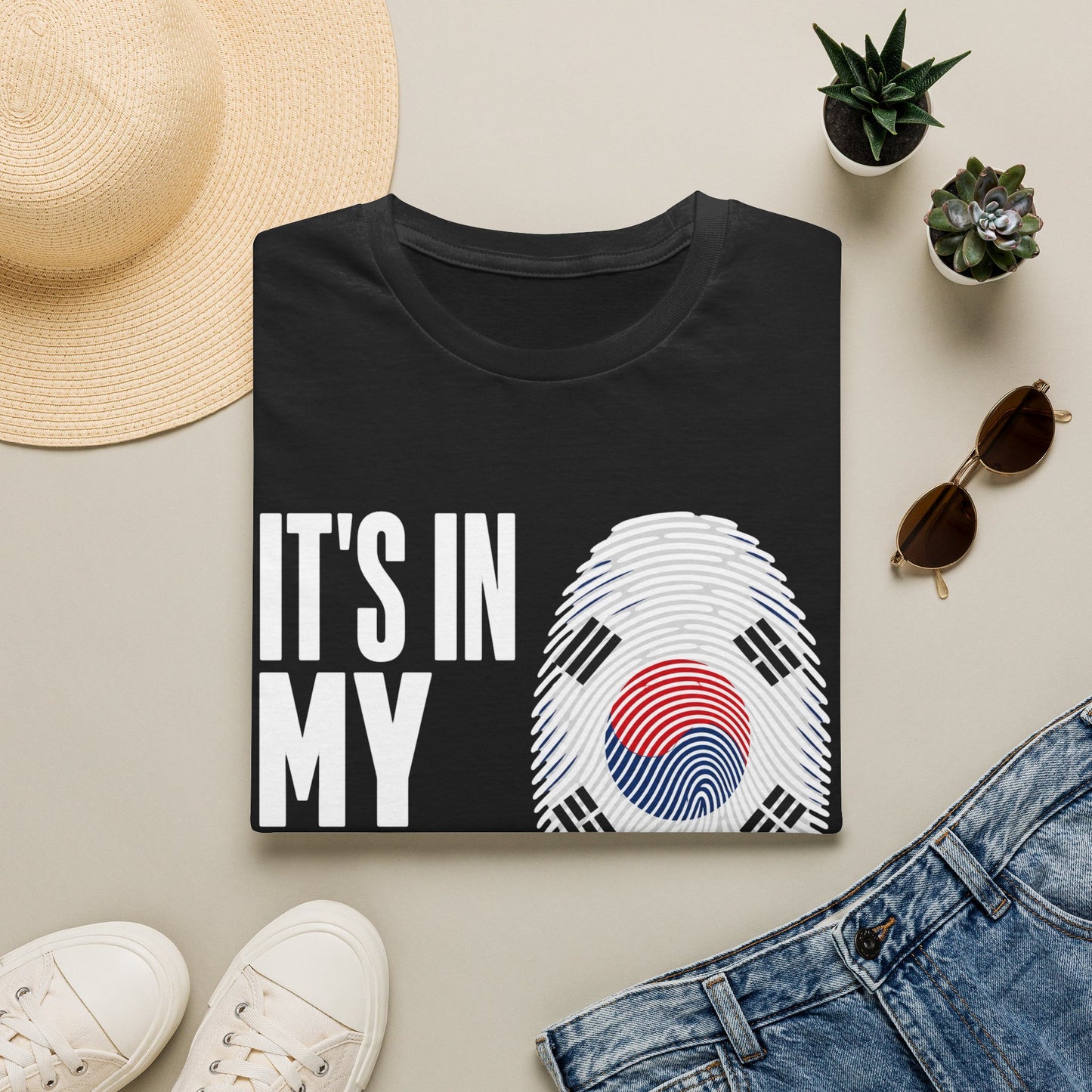 It's In My DNA T-Shirt — Korean Flag Fingerprint Tee
