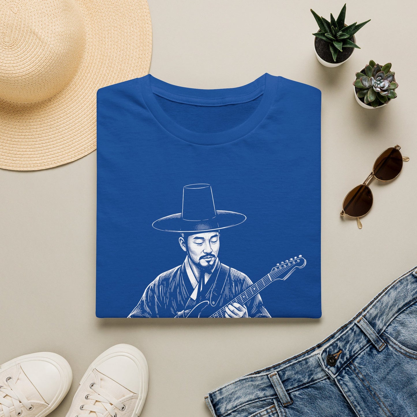Guitarist in Hanbok T-Shirt — Korean Musician Graphic Tee
