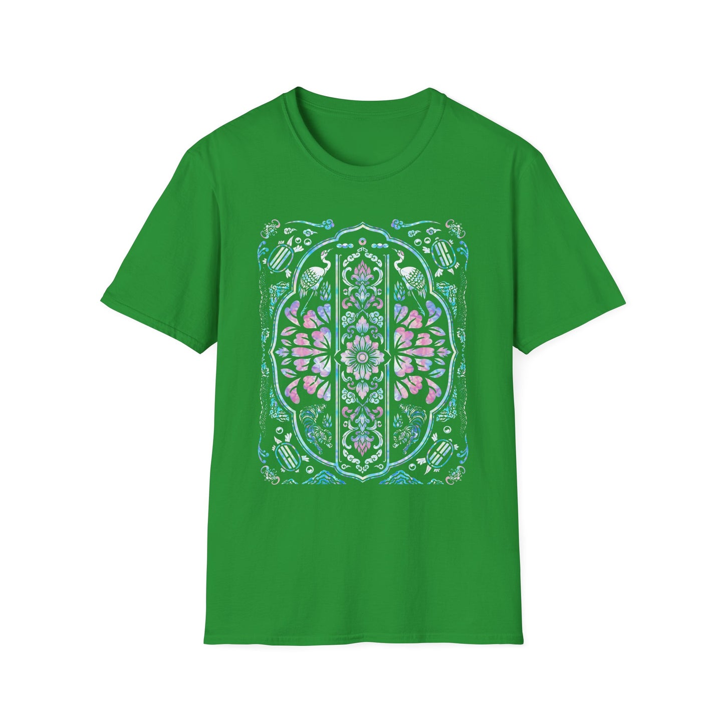 Stained Glass Floral Tee — Pastel Mandala Window Graphic T-Shirt