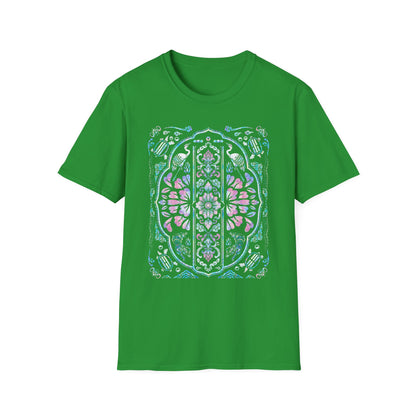Stained Glass Floral Tee — Pastel Mandala Window Graphic T-Shirt