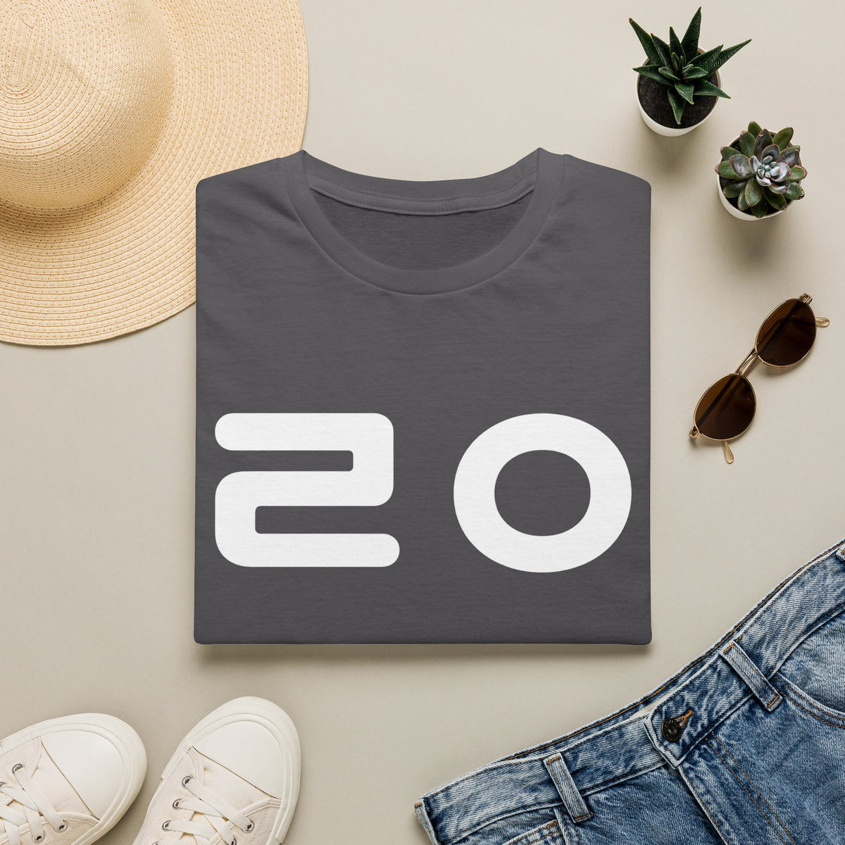 Minimal '20' Graphic T-Shirt — Retro Numeric Logo Tee
