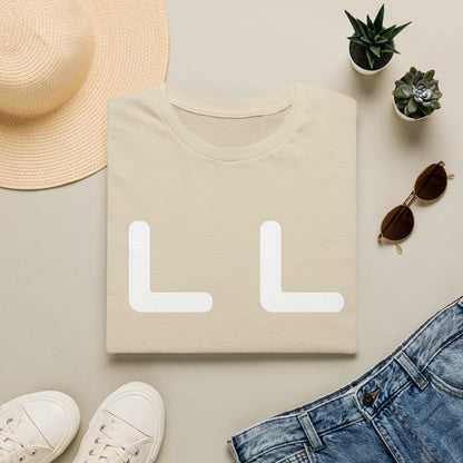 Minimalist LL Graphic T-Shirt — Bold White Letter Design