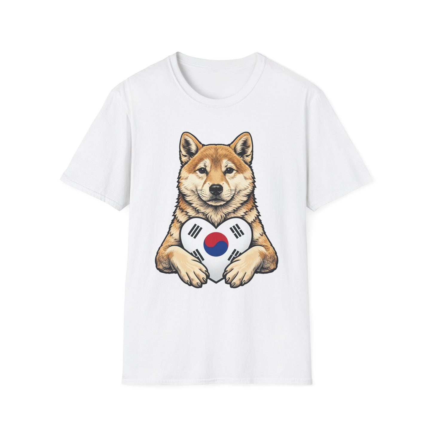 Shiba Inu Heart Tee — Cute Dog Holding South Korean Flag Graphic T-Shirt