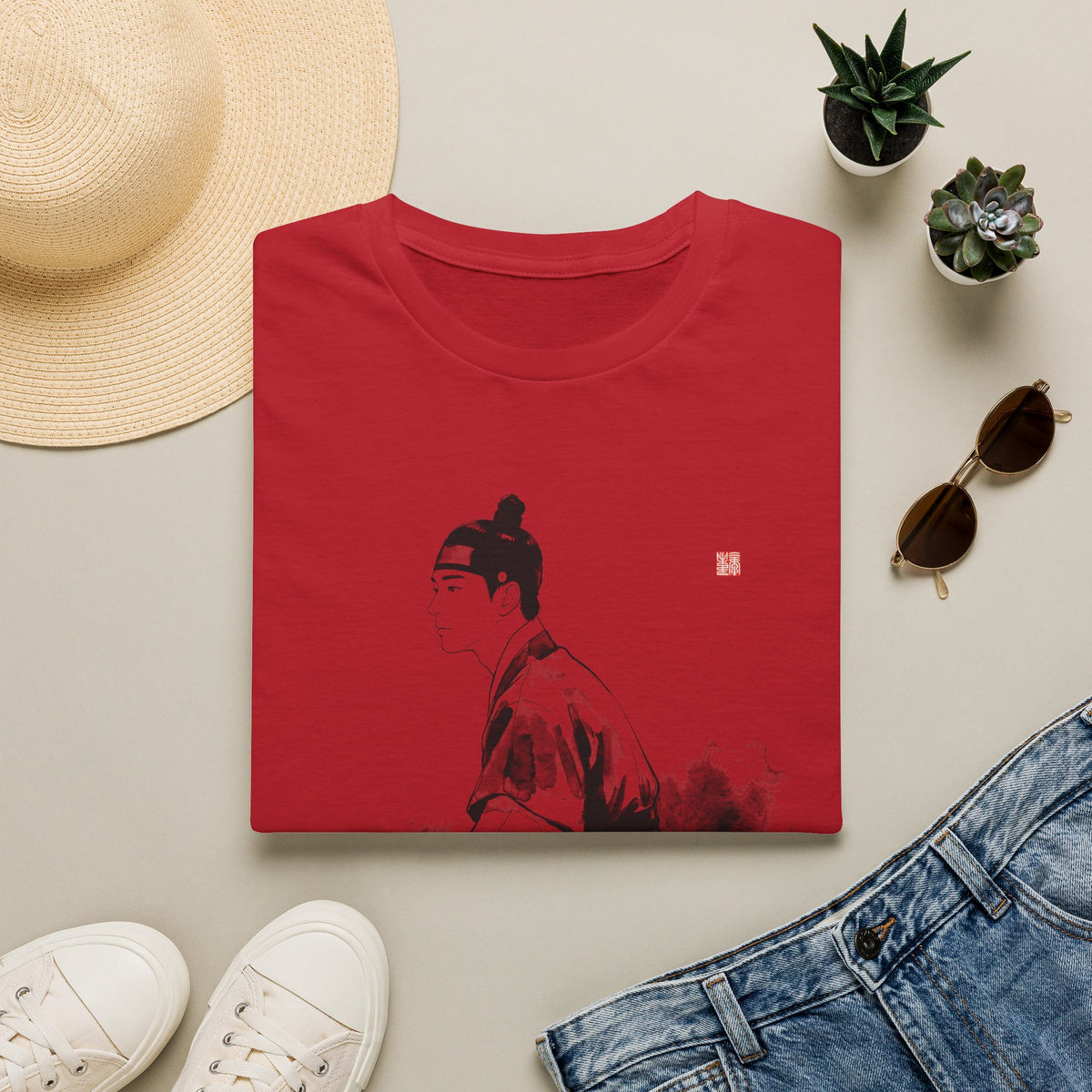 Ink Wash Samurai T-Shirt — Minimal Asian Brush Art Tee