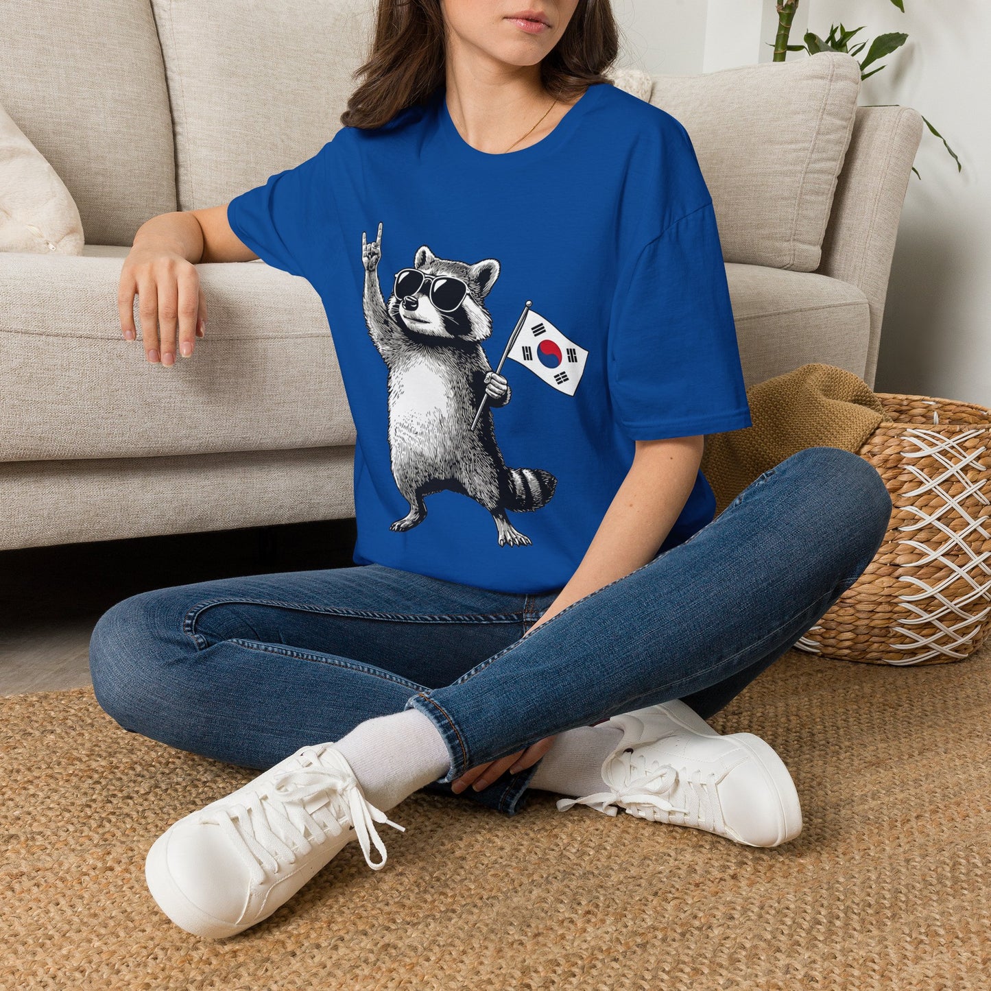 Korean Flag Raccoon T-Shirt — Cool Raccoon with South Korea Flag