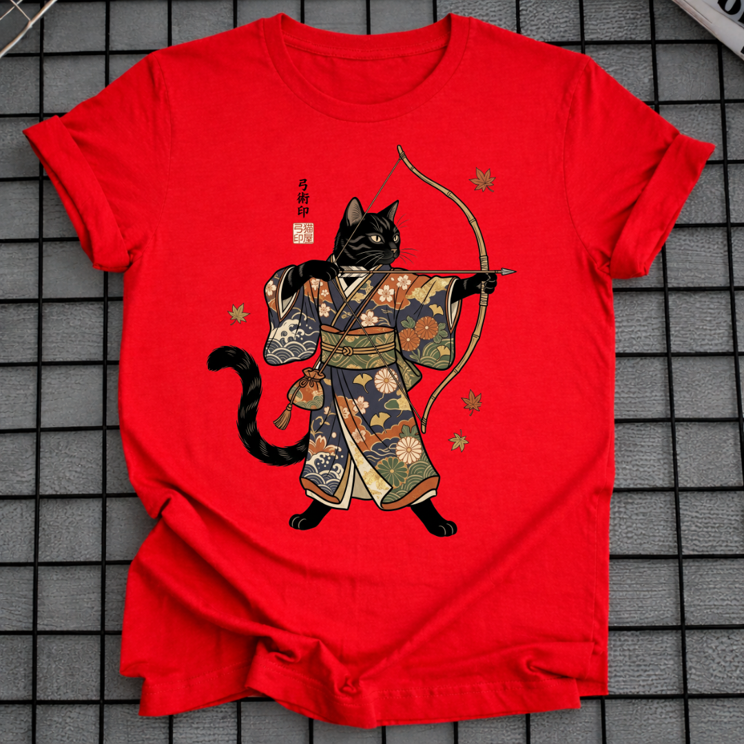 JAPANISCHES BOGENSCHÜTZEN KATZE T-SHIRT