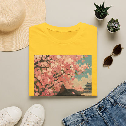 Cherry Blossom Cat T-Shirt — Cute Black Cat Under Sakura Scene