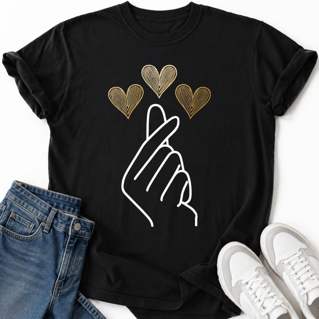 K-POP GOLD HEARTS T-SHIRT