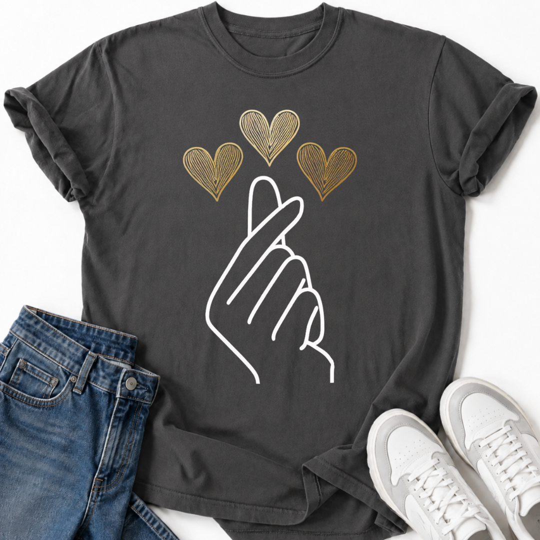 K-POP GOLD HEARTS T-SHIRT
