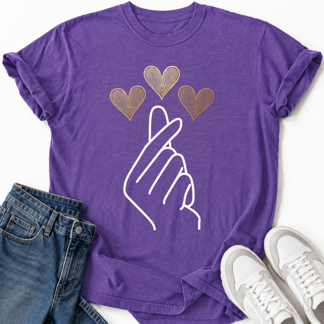 K-POP GOLD HEARTS T-SHIRT