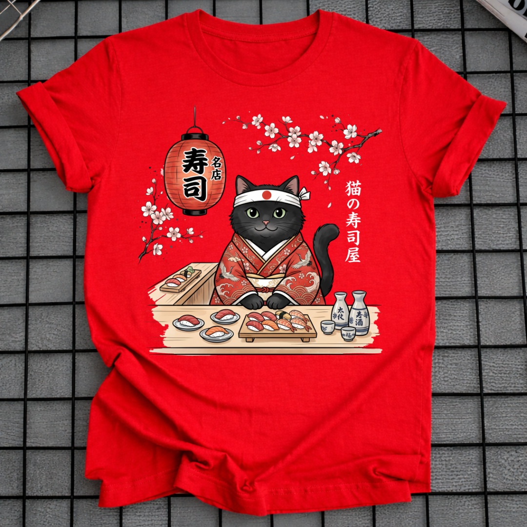 KATZE IM KIMONO SUSHI T-SHIRT