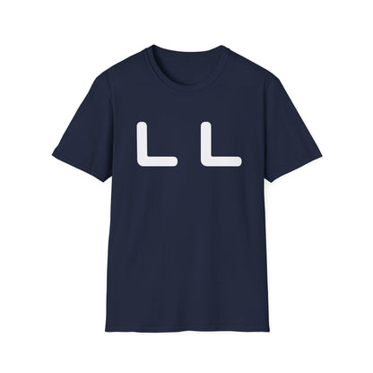 Minimalist LL Graphic T-Shirt — Bold White Letter Design