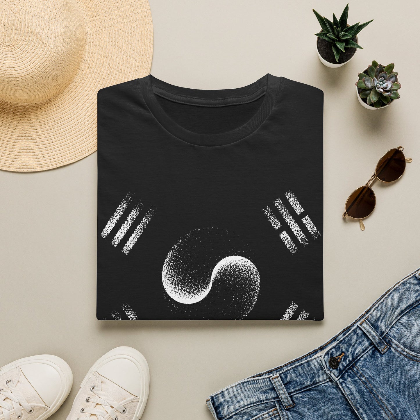 Yin Yang Taeguk Korean Flag T‑Shirt — Minimalist Zen Martial Arts Tee
