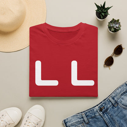 Minimalist LL Graphic T-Shirt — Bold White Letter Design
