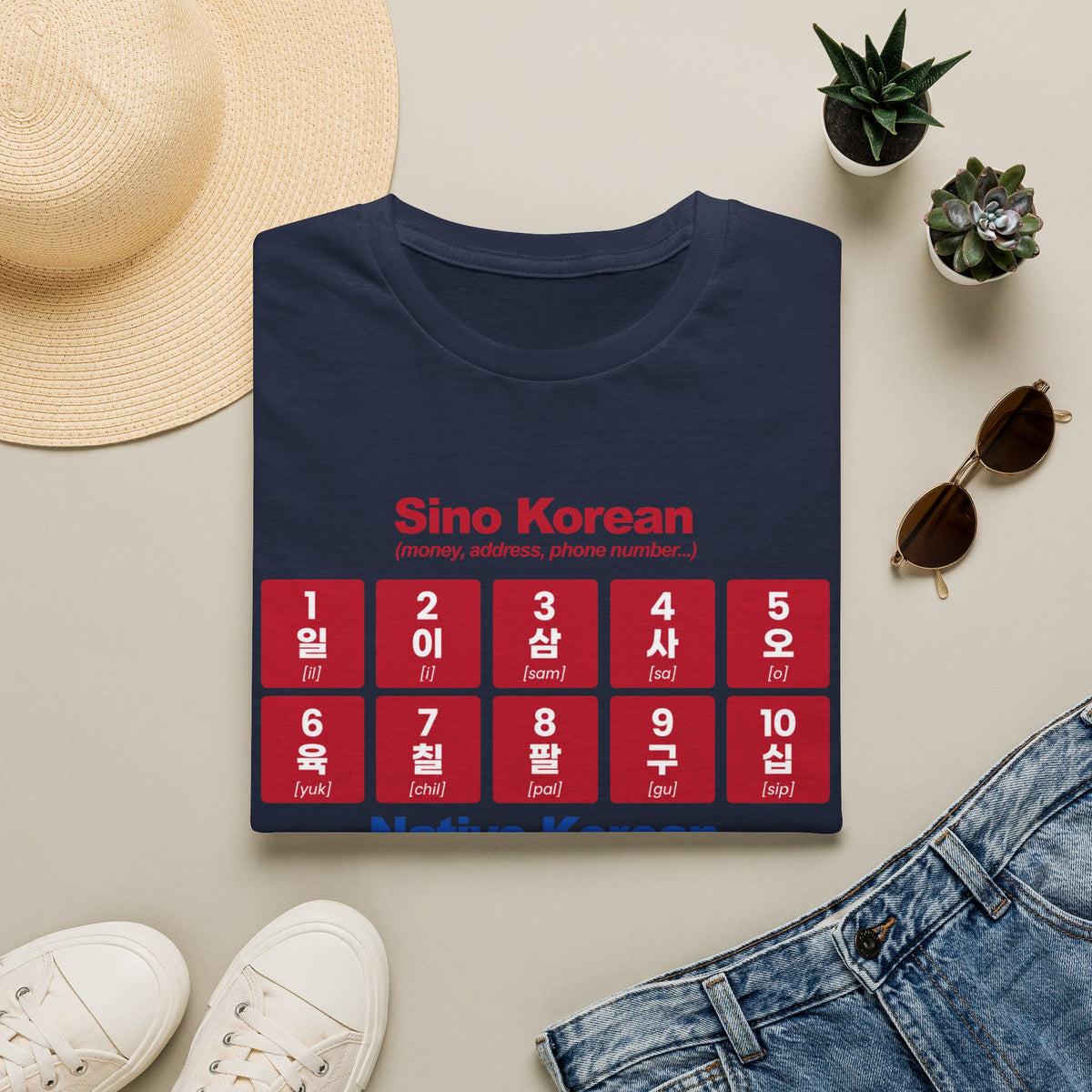 Korean Numbers Chart T-Shirt — Sino & Native Korean Numerals Guide