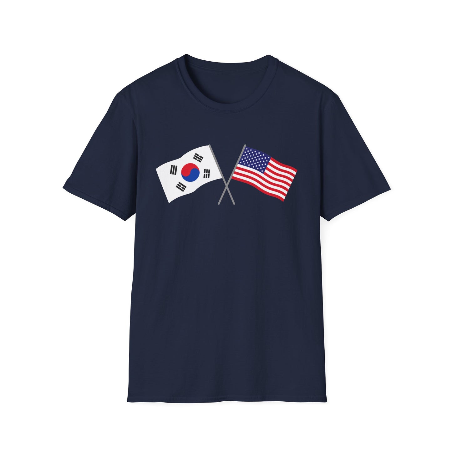 Korea USA Crossed Flags T-Shirt — Korean & American Friendship Tee