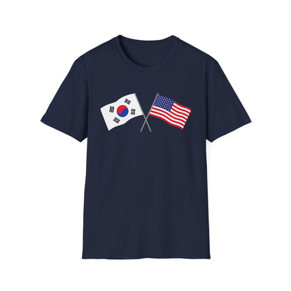 Korea USA Crossed Flags T-Shirt — Korean & American Friendship Tee