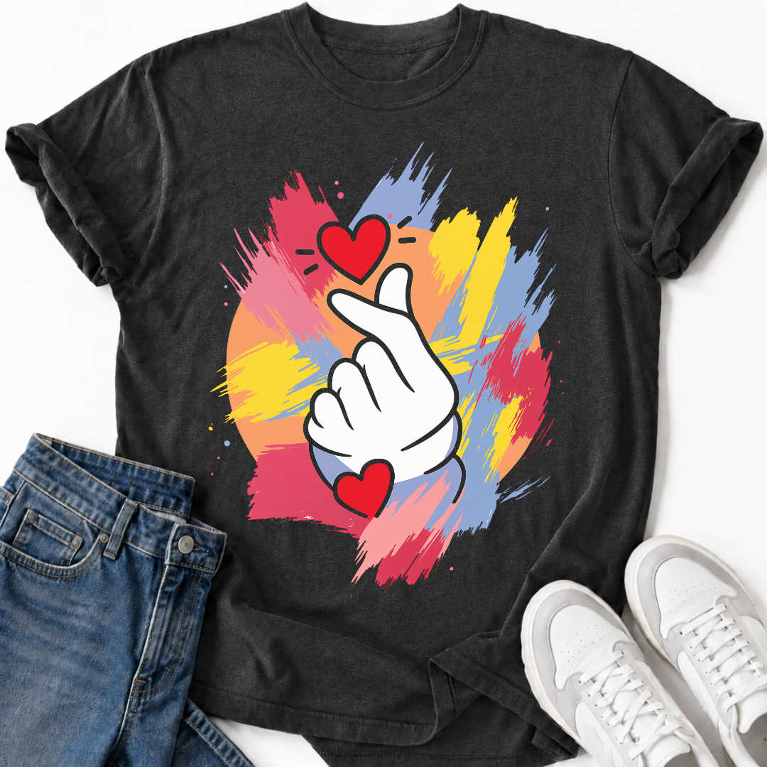 PAINT FINGER HEART T-SHIRT