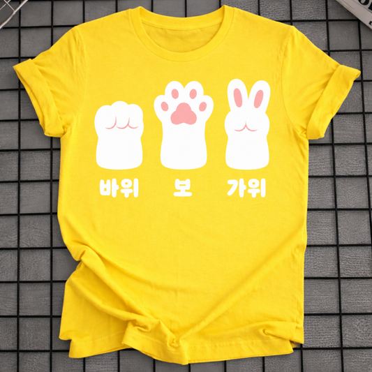 ROCK PAPER SCISSORS BUNNY PAWS T-SHIRT