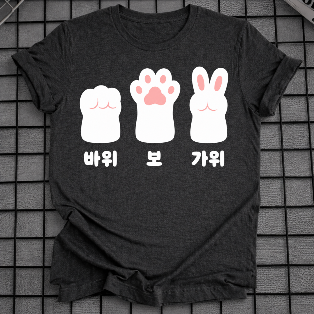ROCK PAPER SCISSORS BUNNY PAWS T-SHIRT