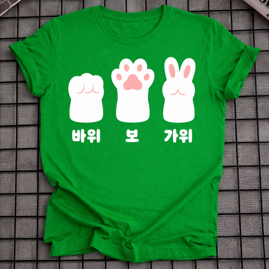 ROCK PAPER SCISSORS BUNNY PAWS T-SHIRT