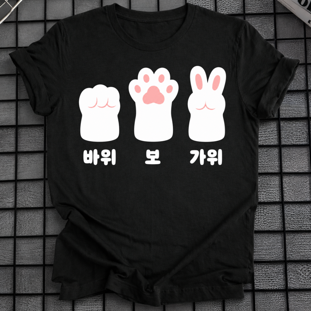 ROCK PAPER SCISSORS BUNNY PAWS T-SHIRT