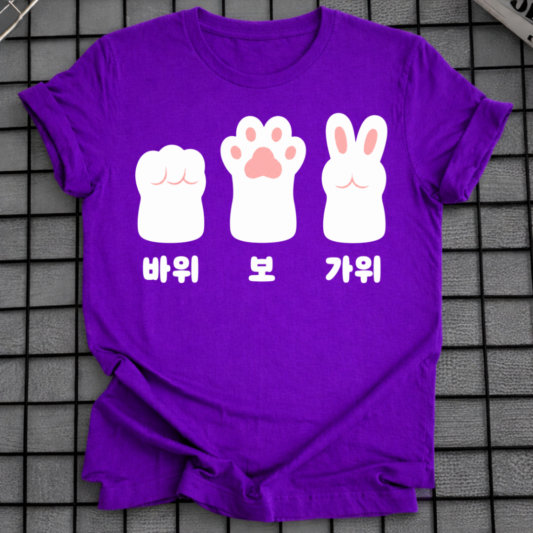ROCK PAPER SCISSORS BUNNY PAWS T-SHIRT