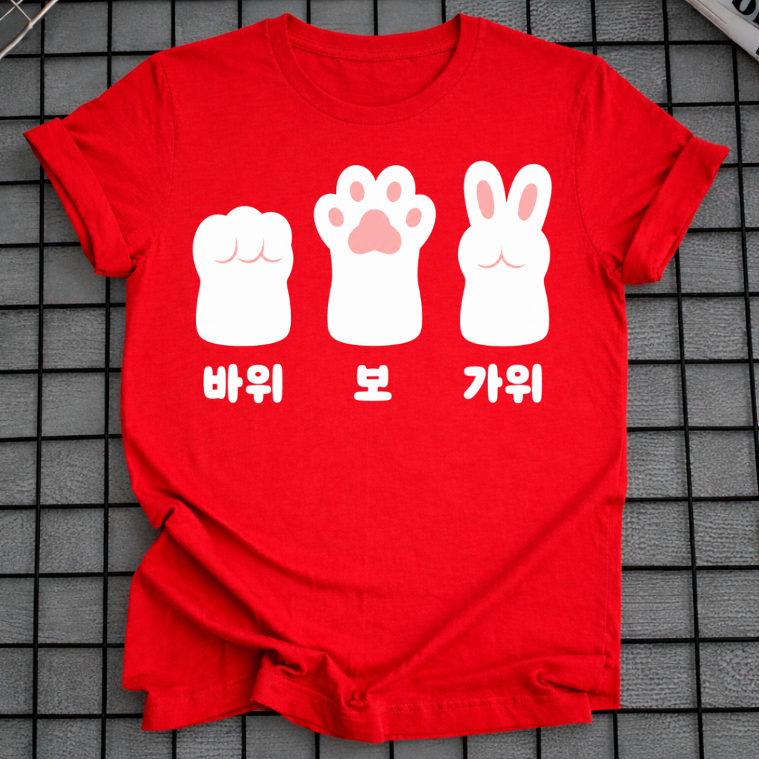 ROCK PAPER SCISSORS BUNNY PAWS T-SHIRT
