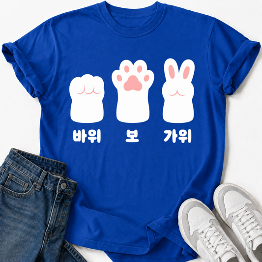 ROCK PAPER SCISSORS BUNNY PAWS T-SHIRT