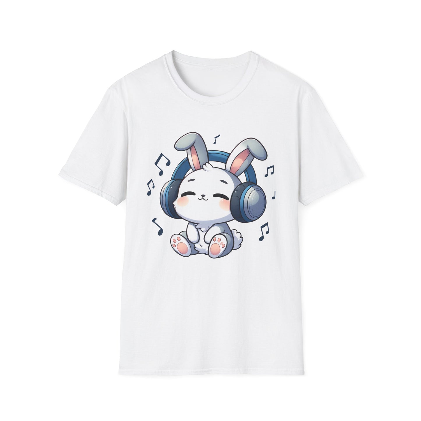 Cute Bunny Music Unisex Softstyle T-Shirt - Perfect Gift for Music Lovers