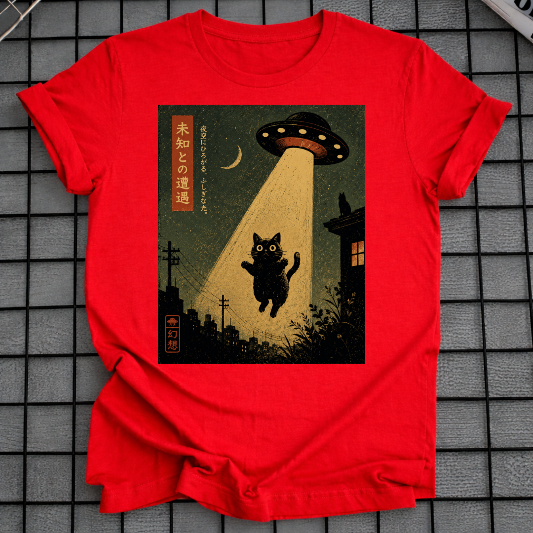ALIEN ABDUCTION CAT T-SHIRT