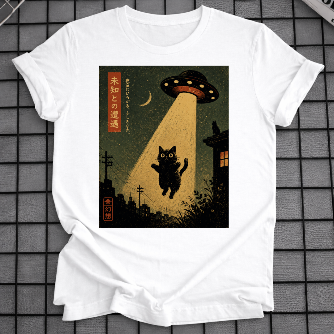 ALIEN ABDUCTION CAT T-SHIRT