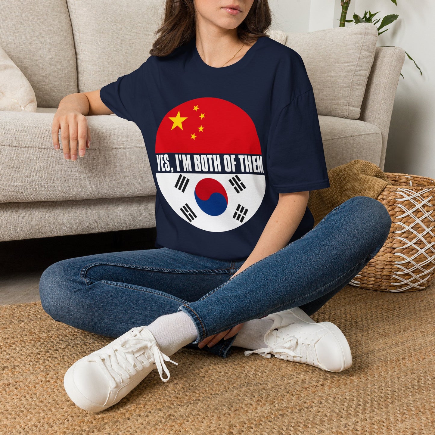 Flag Heritage T-Shirt — “Yes, I’m Both of Them” China & South Korea Pride Tee