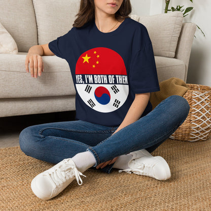 Flag Heritage T-Shirt — “Yes, I’m Both of Them” China & South Korea Pride Tee