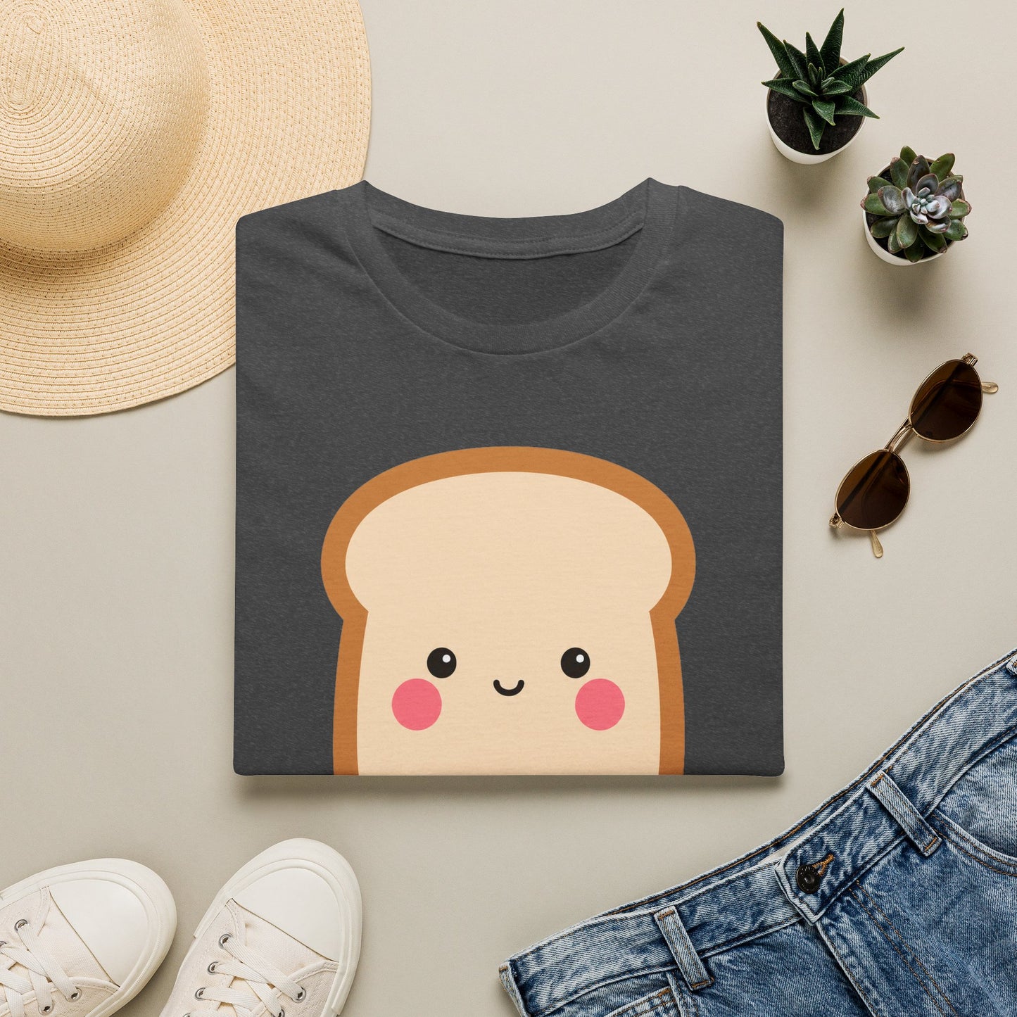 Kawaii Toast T‑Shirt — Cute Bread Graphic with Korean Text “너를 대빵 좋아해!”