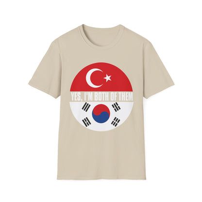 T-Shirt - "Yes, I'm Both of Them" Turkish & Korean Flag Heritage Tee