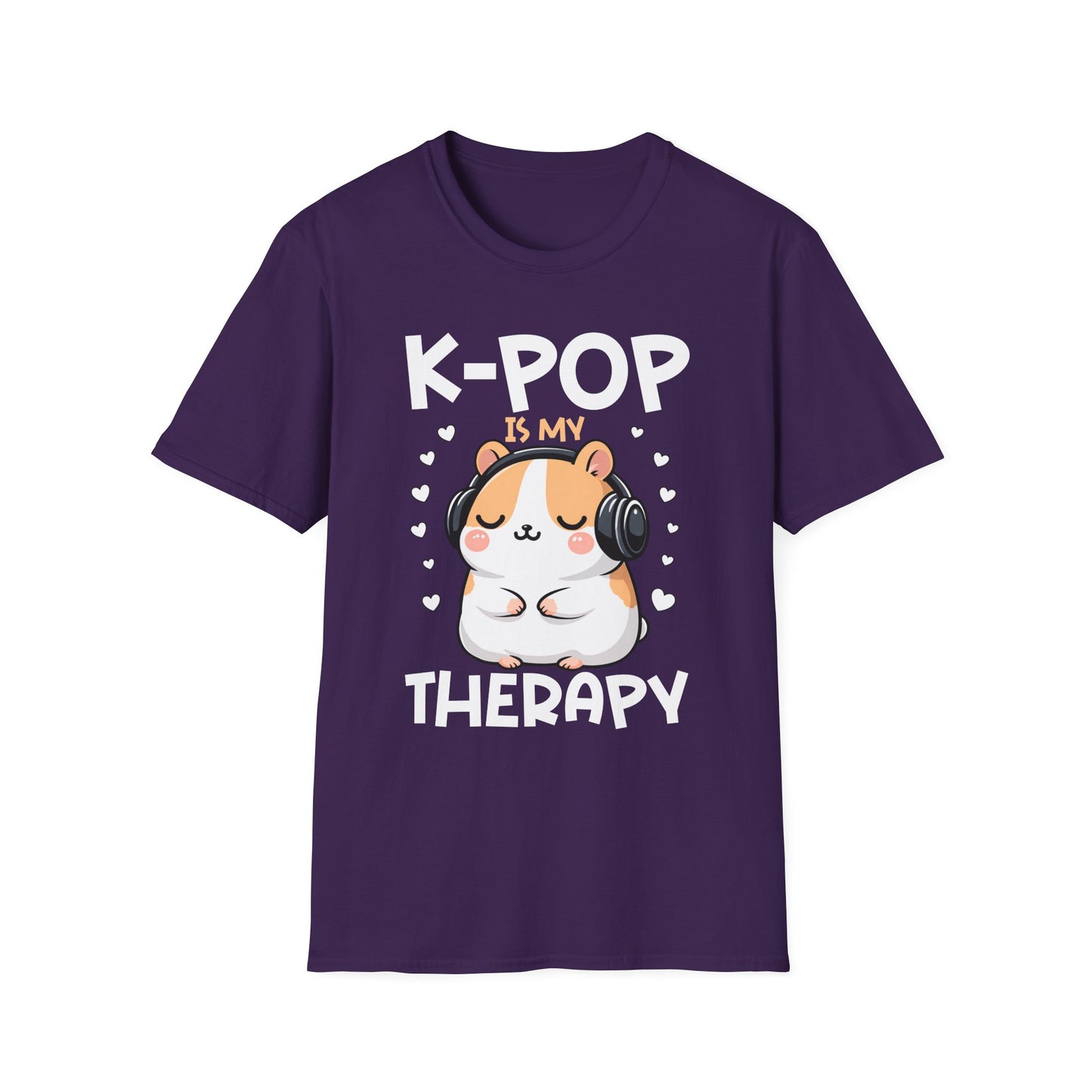 K-Pop Is My Therapy T-Shirt — Cute Hamster Headphones Tee for K-Pop Fans