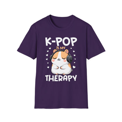 K-Pop Is My Therapy T-Shirt — Cute Hamster Headphones Tee for K-Pop Fans