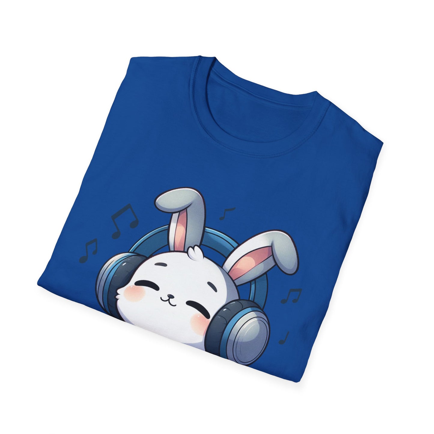 Cute Bunny Music Unisex Softstyle T-Shirt - Perfect Gift for Music Lovers