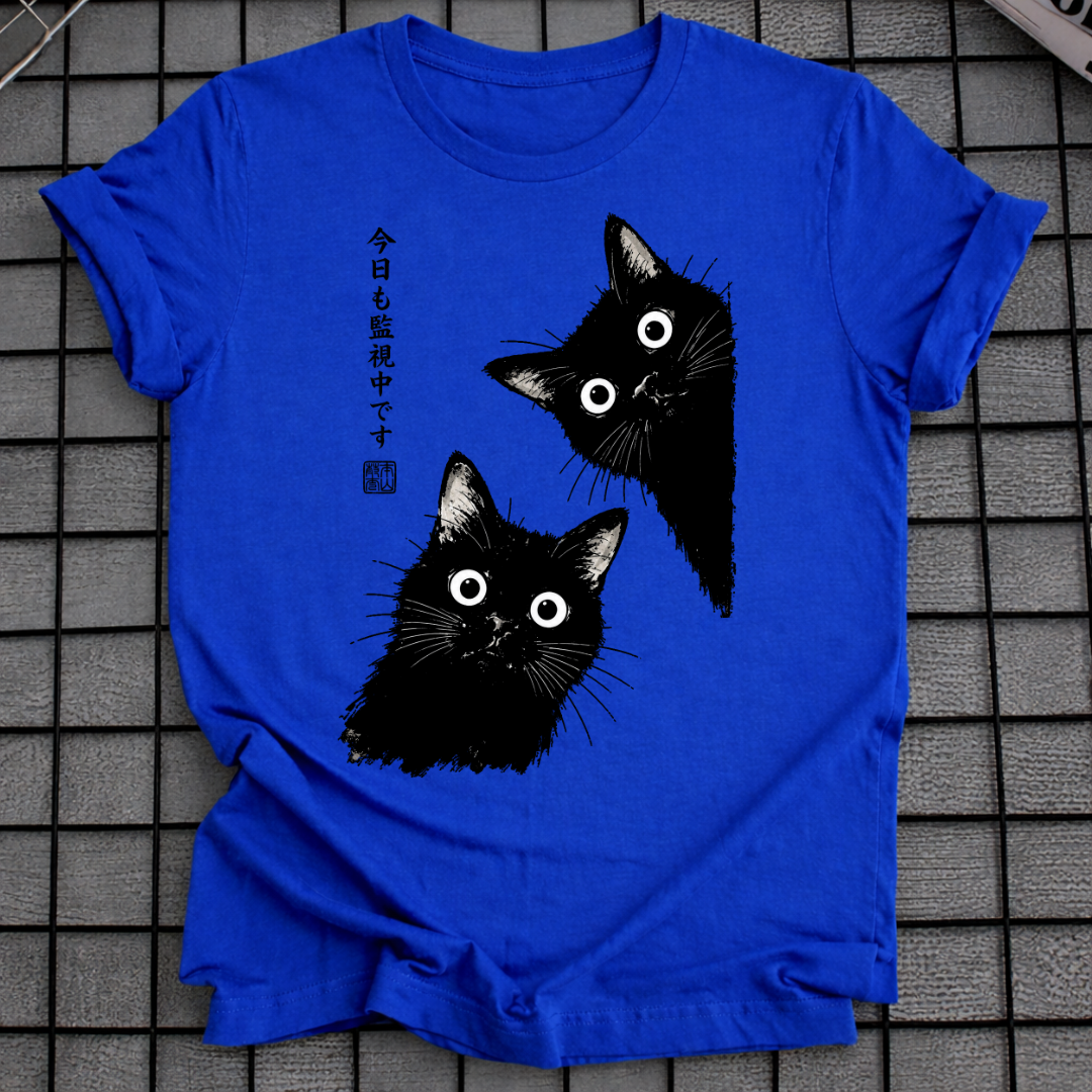 BLACK CAT PEEKING T-SHIRT