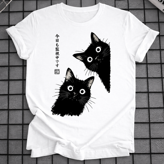 SCHWARZE KATZE LUGT HERVOR T-SHIRT
