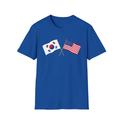 Korea USA Crossed Flags T-Shirt — Korean & American Friendship Tee